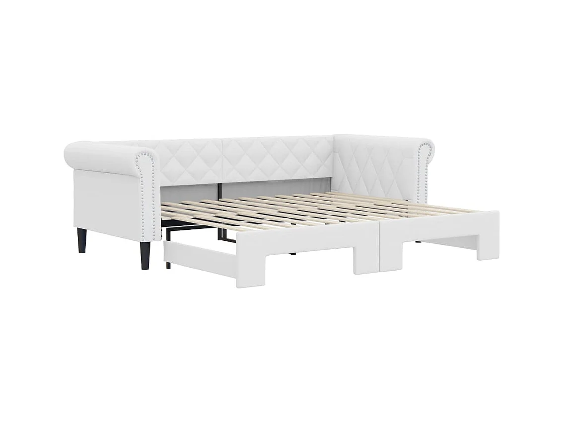 Dagbed met onderschuifbed zonder matras wit 90x200 cm