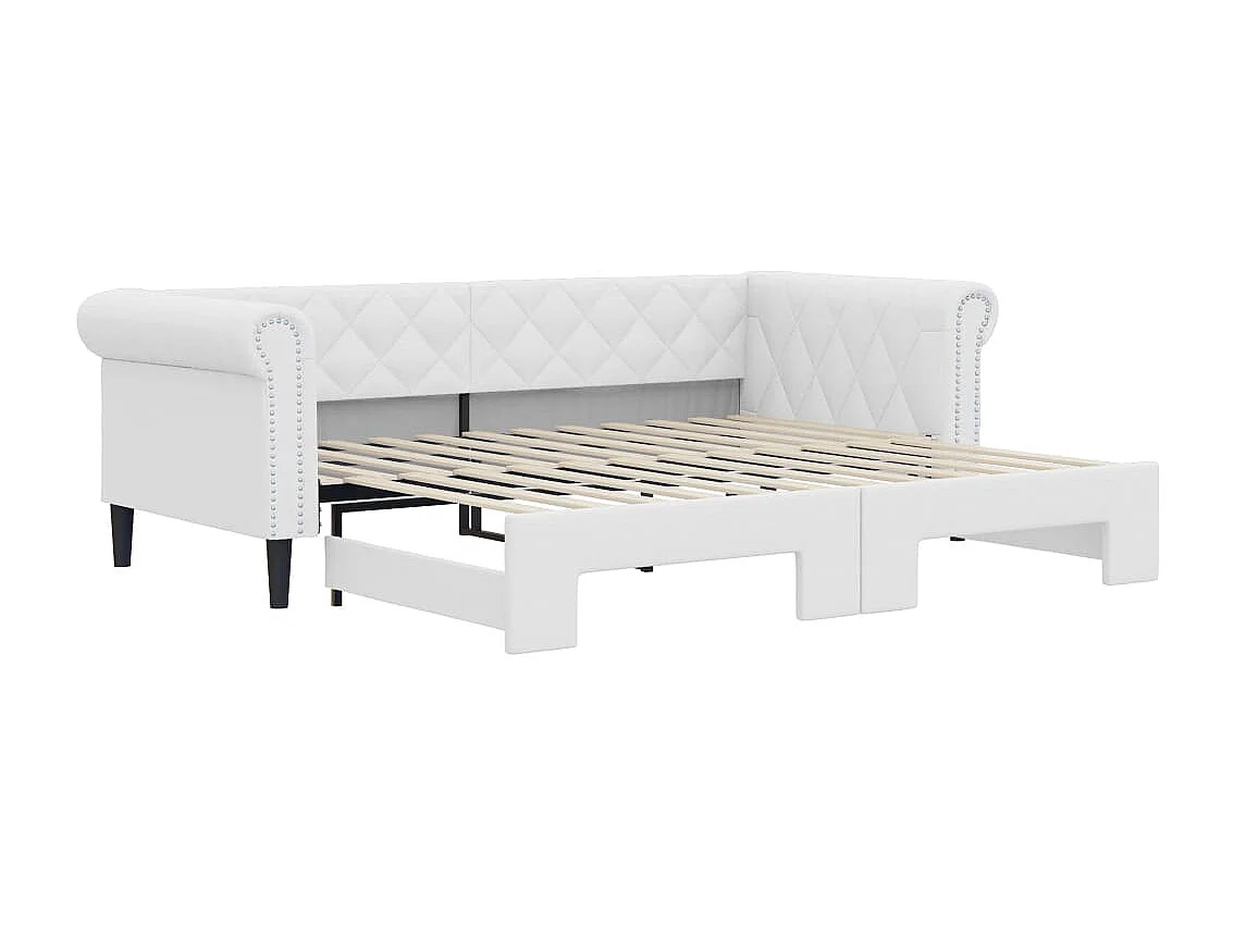 Lit de jour avec gigogne sans matelas blanc 90x200 cm