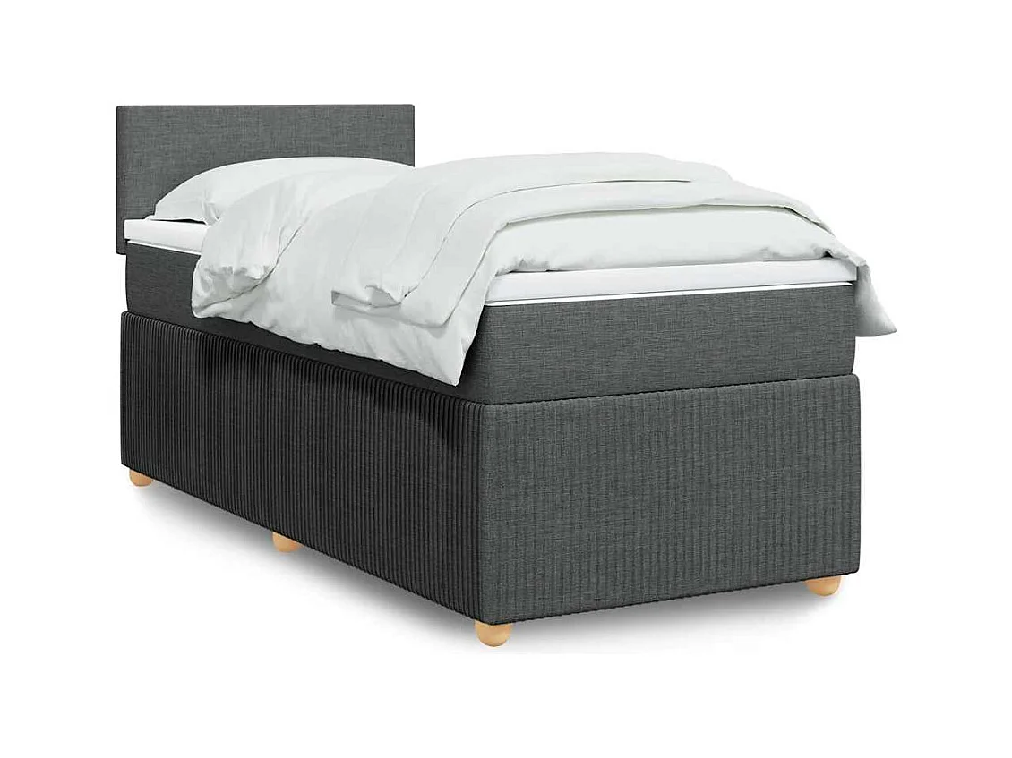 Rete a doghe e materasso Tessuto grigio scuro 90x190 cm