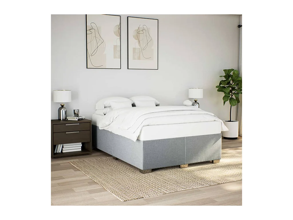 Bettgestell ohne Matratze hellgrau 140x190 cm Stoff