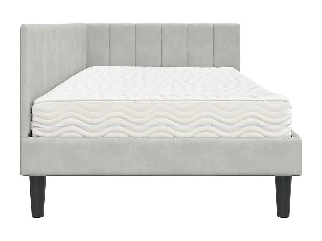 Hoekbedframe Lichtgrijs 90 x 200 cm Fluweel