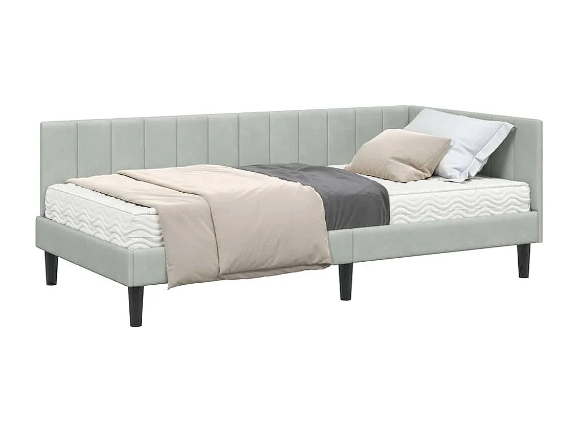 Eckbettgestell Hellgrau 90 x 200 cm Samt