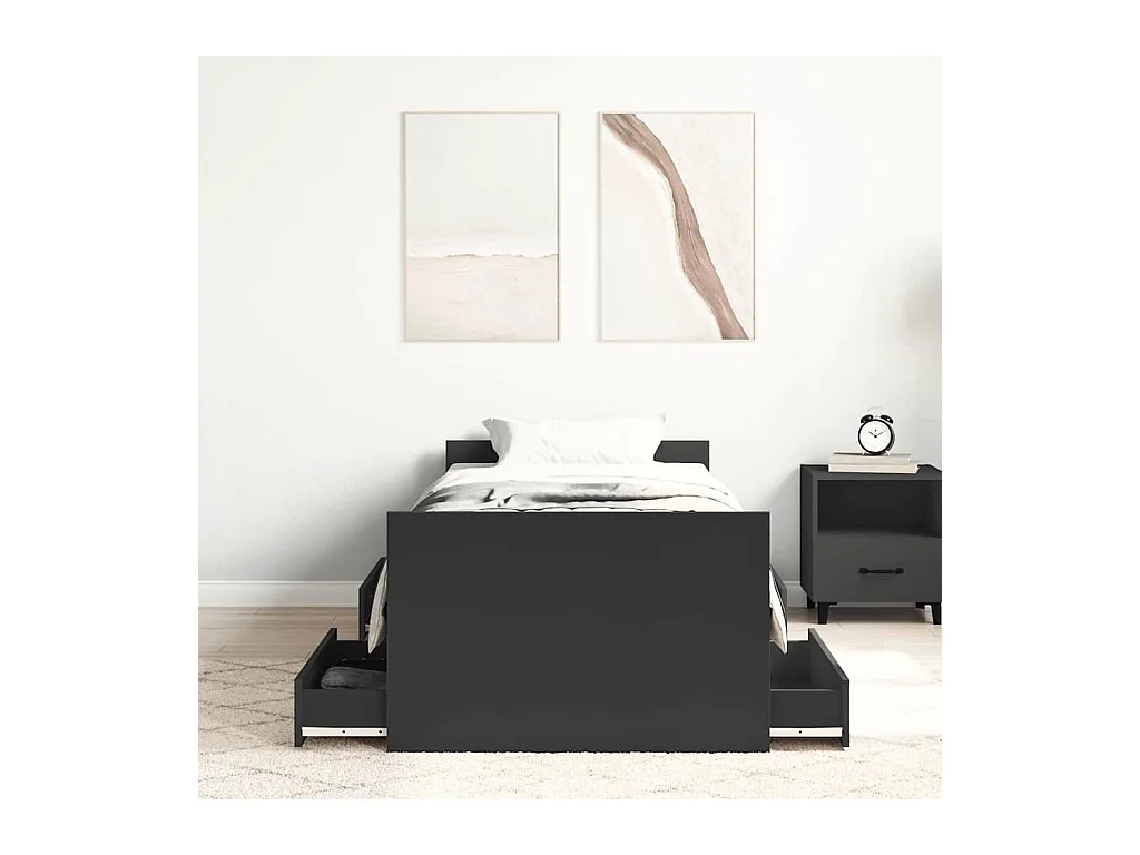 Cadre de lit sans matelas noir 100x200 cm