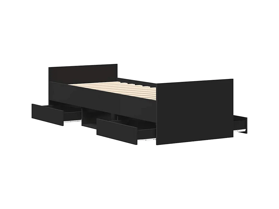 Cadre de lit sans matelas noir 100x200 cm