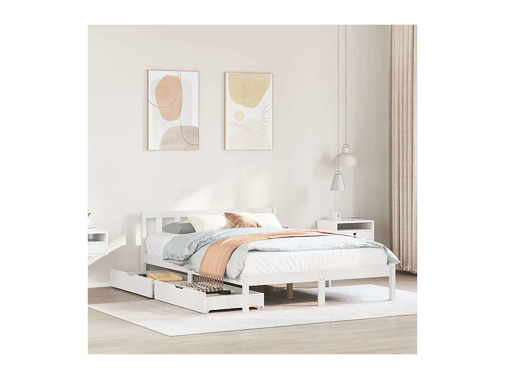 Bedframe zonder matras wit 140x200 cm massief grenenhout