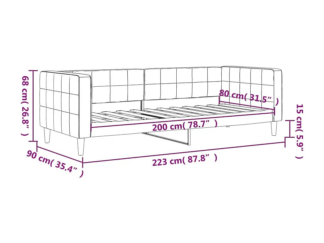 Lit de repos sans matelas gris clair 80x200 cm velours