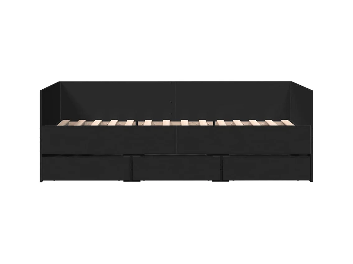 Dagbed met lades zonder matras zwart 75x190 cm