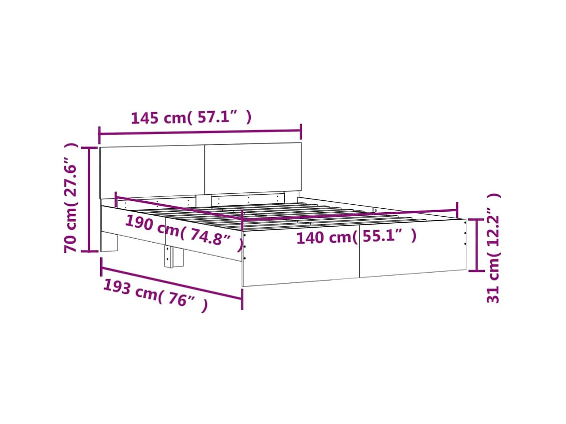 Zwart matrasloos bedframe 140x190 cm