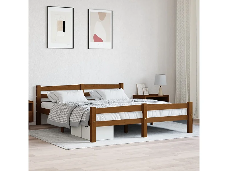 Struttura letto senza materasso in pino massello marrone miele 160x200 cm