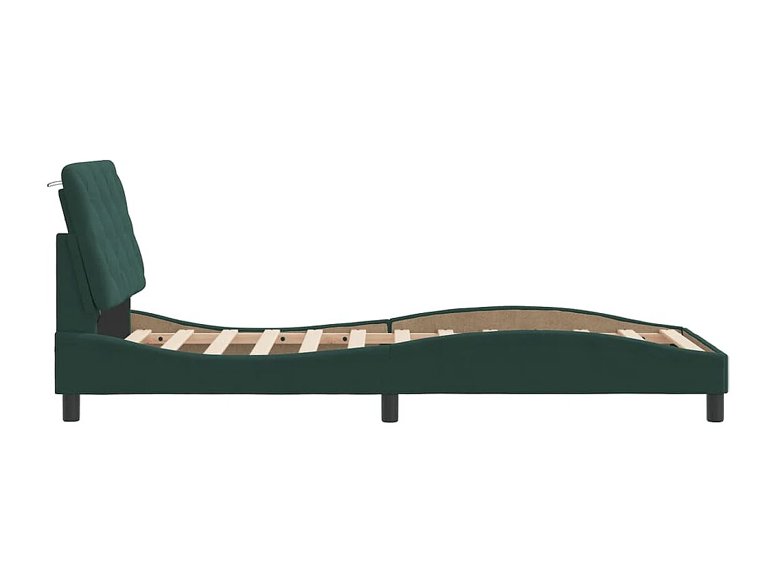 Bedframe met LED zonder matras donkergroen 90x200 cm fluweel