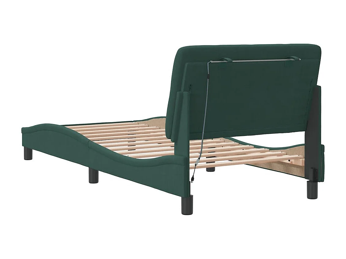 Bedframe met LED zonder matras donkergroen 90x200 cm fluweel