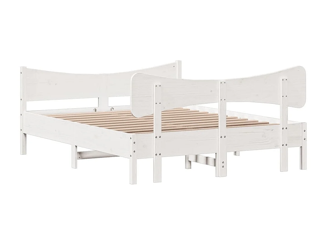 Cadre de lit sans matelas blanc 160x200 cm bois de pin massif