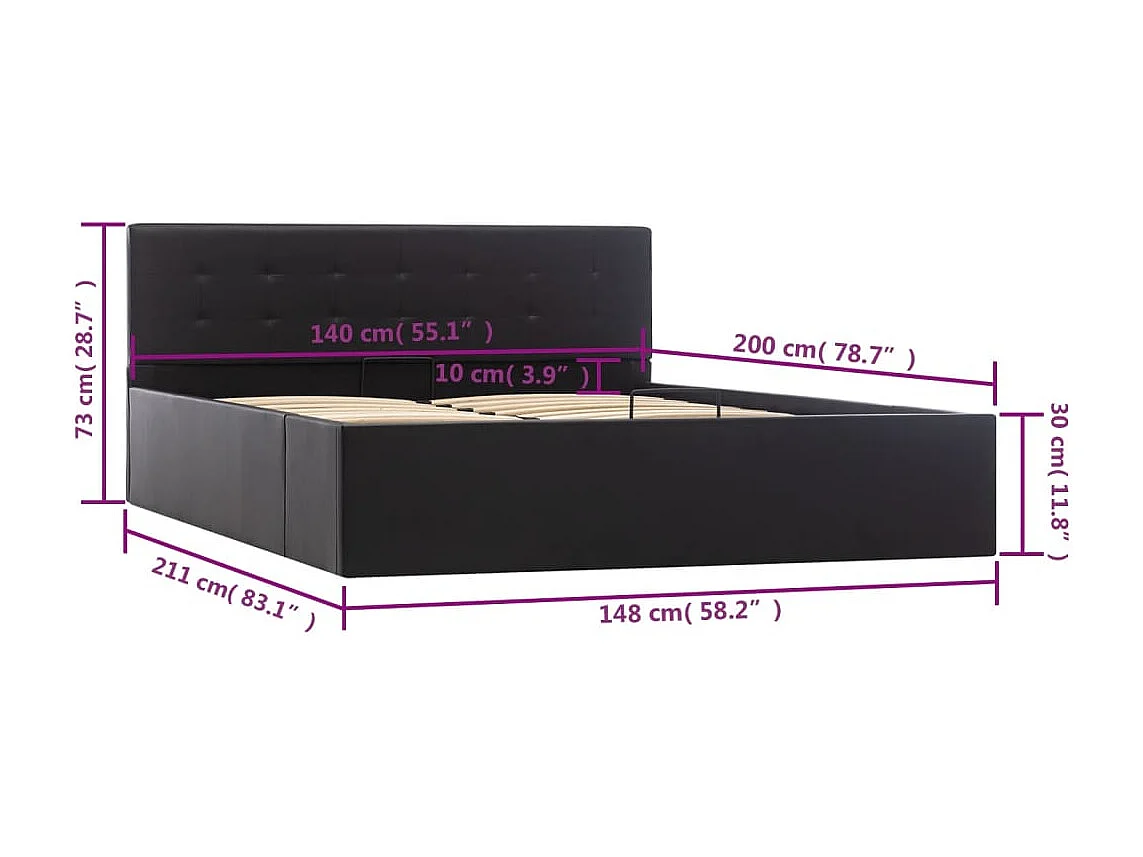 Struttura letto con contenitore idraulico 140x200 cm ecopelle