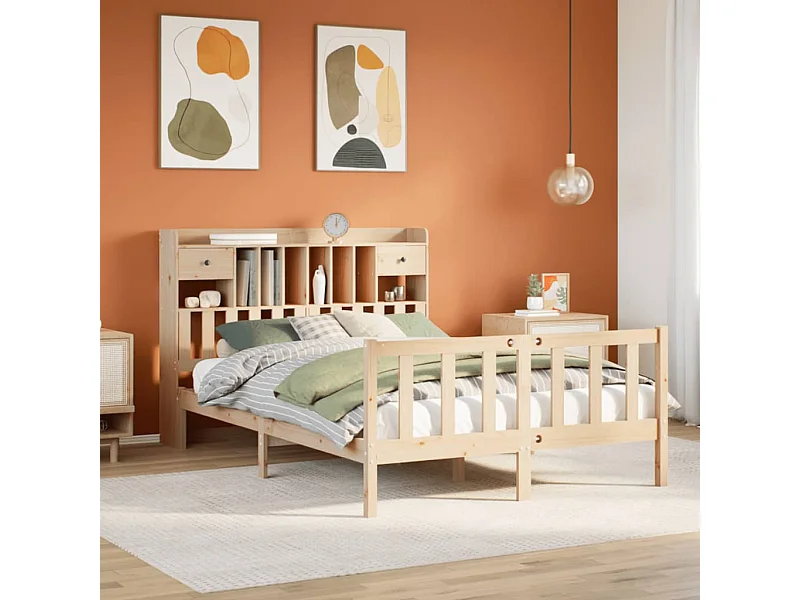 Bibliotheekbed zonder matras 160x200 cm massief grenenhout