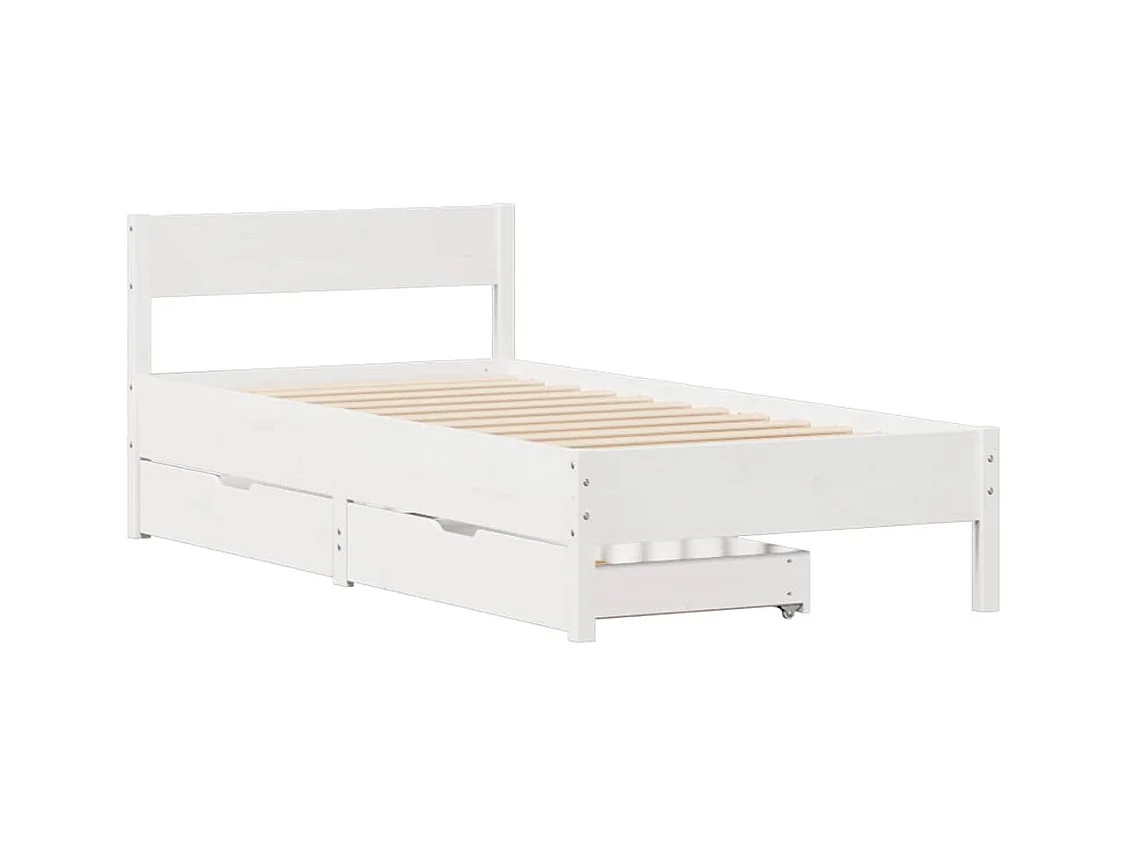 Struttura letto senza materasso bianco 100x200 cm in legno massello di pino