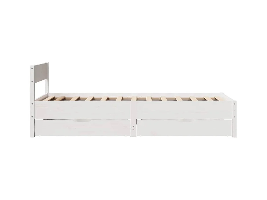Struttura letto senza materasso bianco 100x200 cm in legno massello di pino