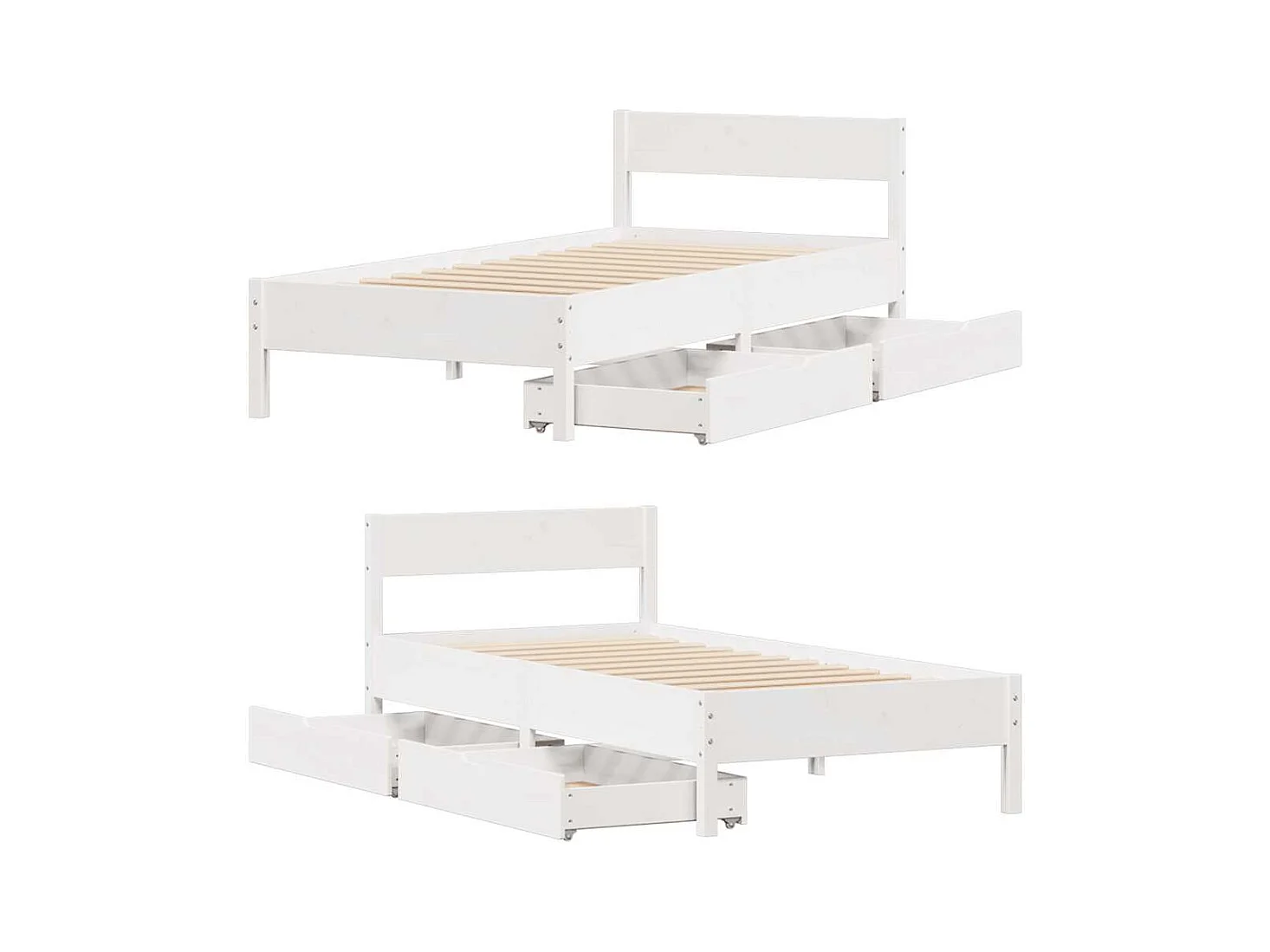 Bedframe zonder matras wit 100x200 cm massief grenenhout