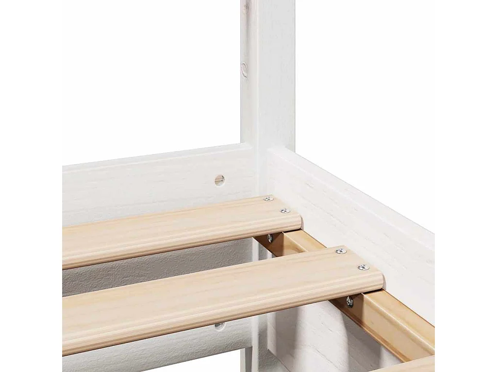 Struttura letto senza materasso bianco 100x200 cm in legno massello di pino