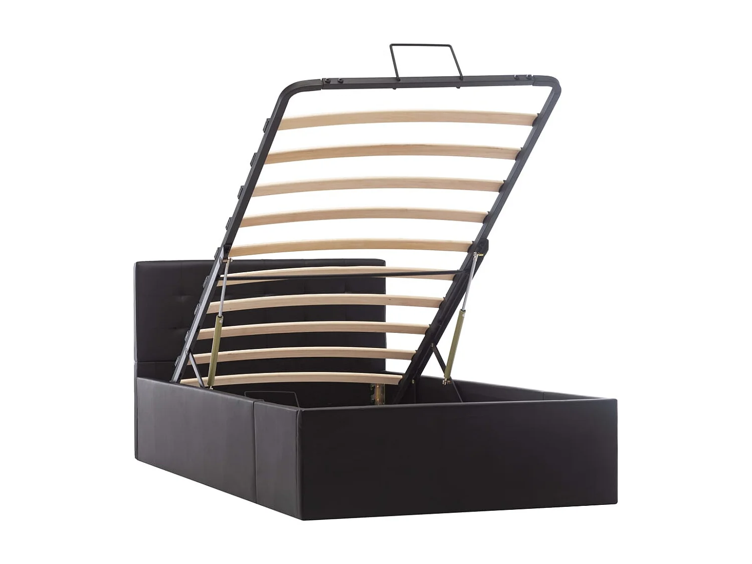 Hydraulisch opbergbedframe Zwart Kunstleer 90x200 cm