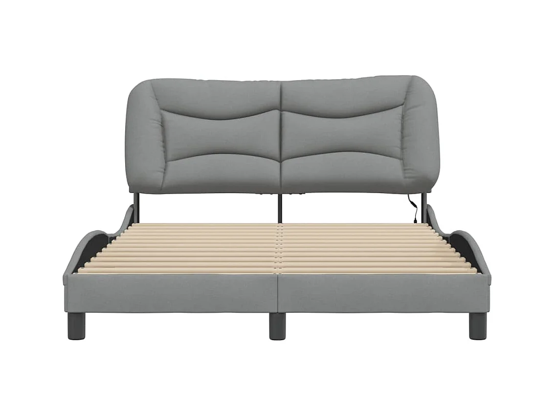 Bedframe met LED zonder matras lichtgrijs 140x190 cm stof