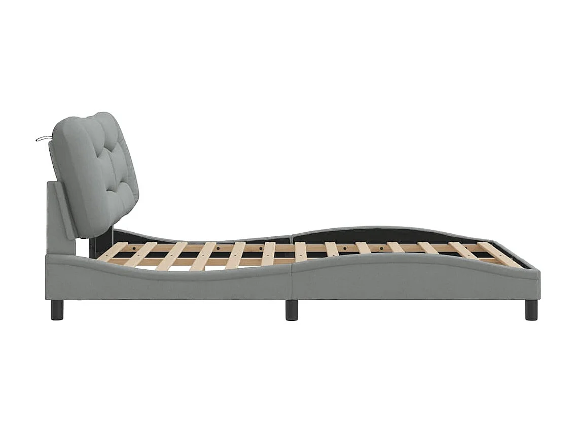 Cadre de lit avec LED sans matelas gris clair 140x190 cm tissu