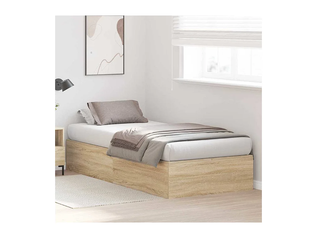 Sonoma Eiken Bedframe 80 x 200 cm Bewerkt Hout