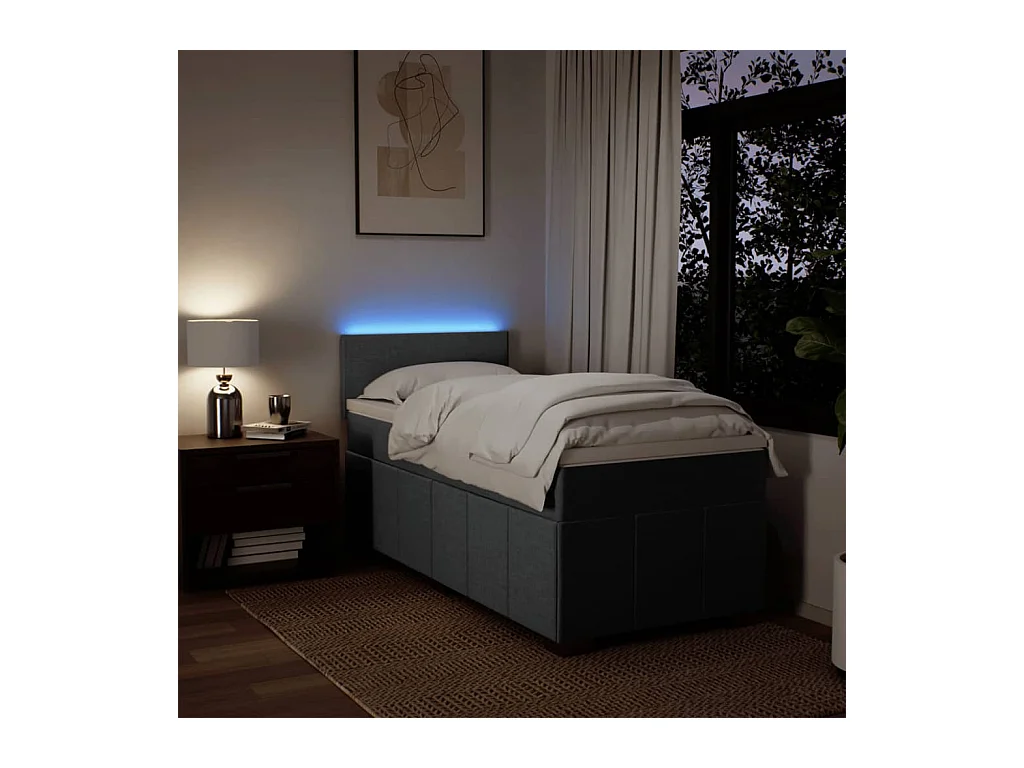 Lattenbodem en matras Donkergrijs 90x190 cm Stof