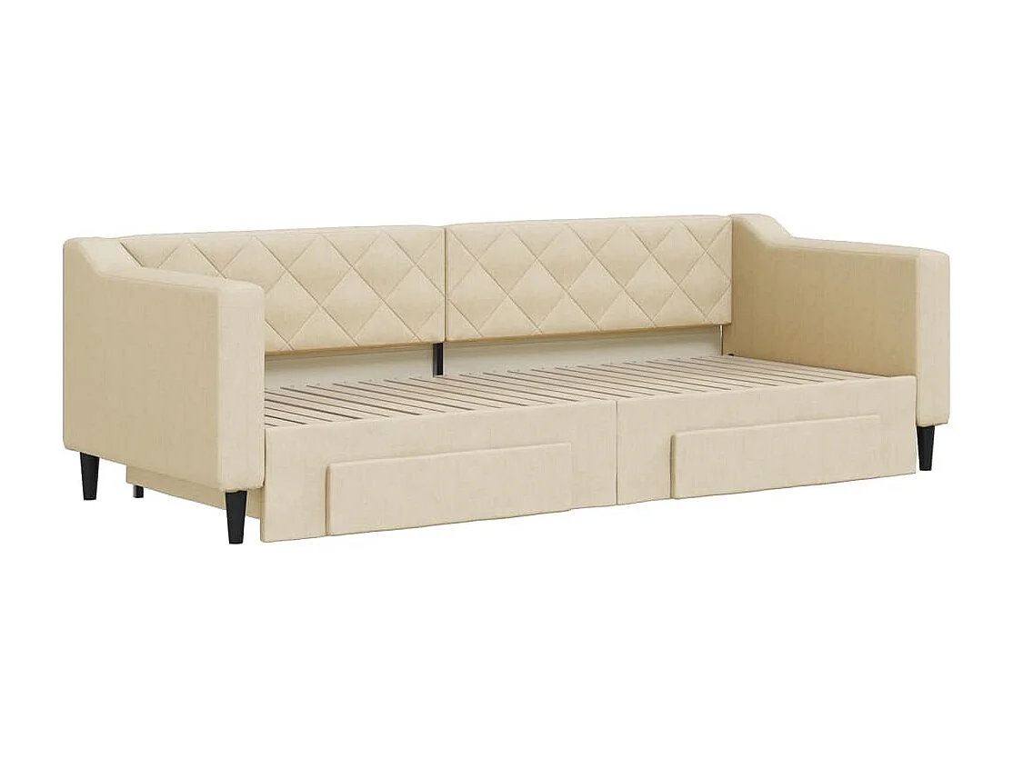 Tagesbett mit Ausziehbett und Schubladen ohne cremefarbene Matratze 80x200cm