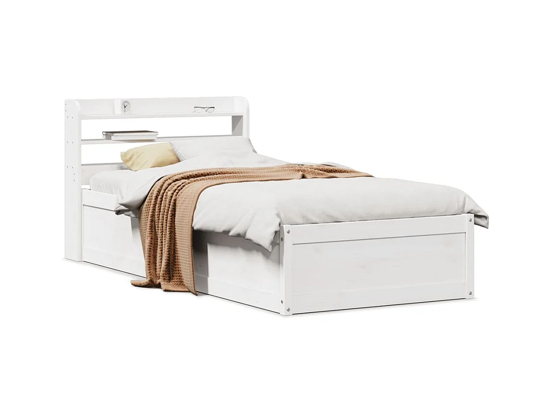 Bedframe met wit hoofdeinde 90x190cm massief grenenhout