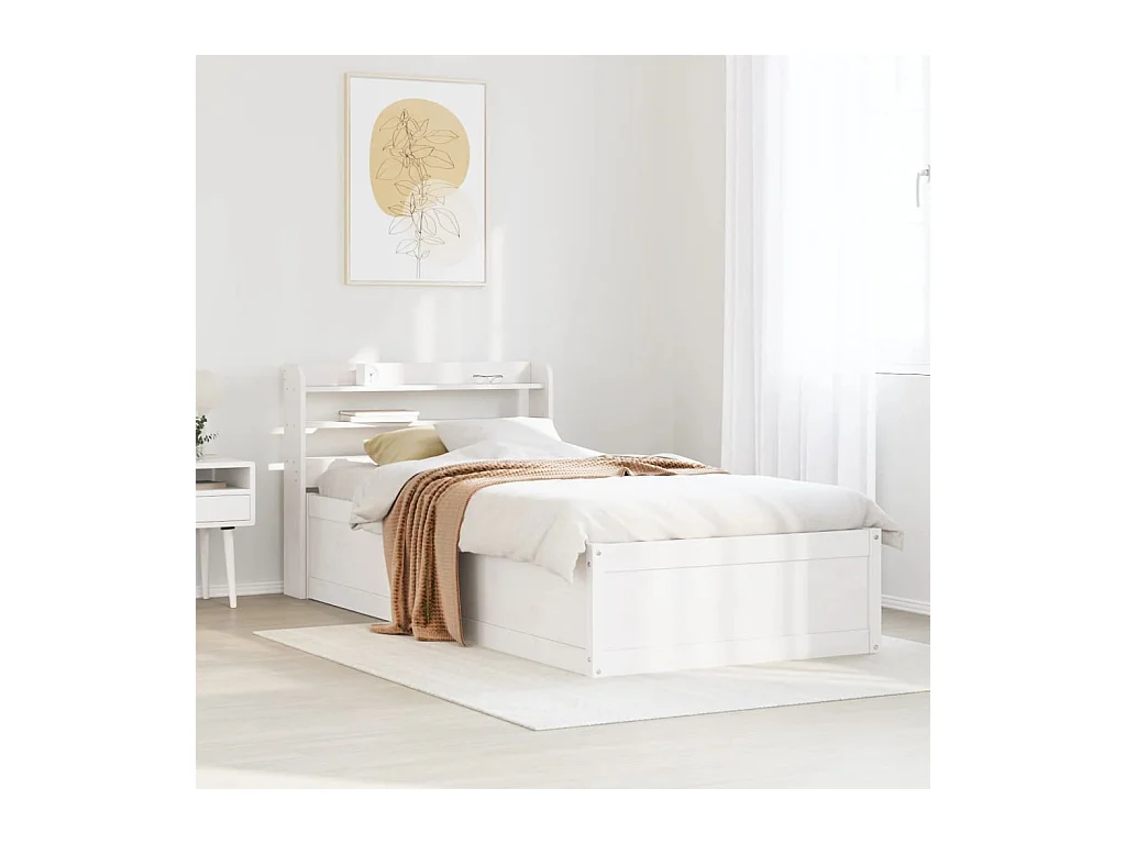 Bedframe met wit hoofdeinde 90x190cm massief grenenhout