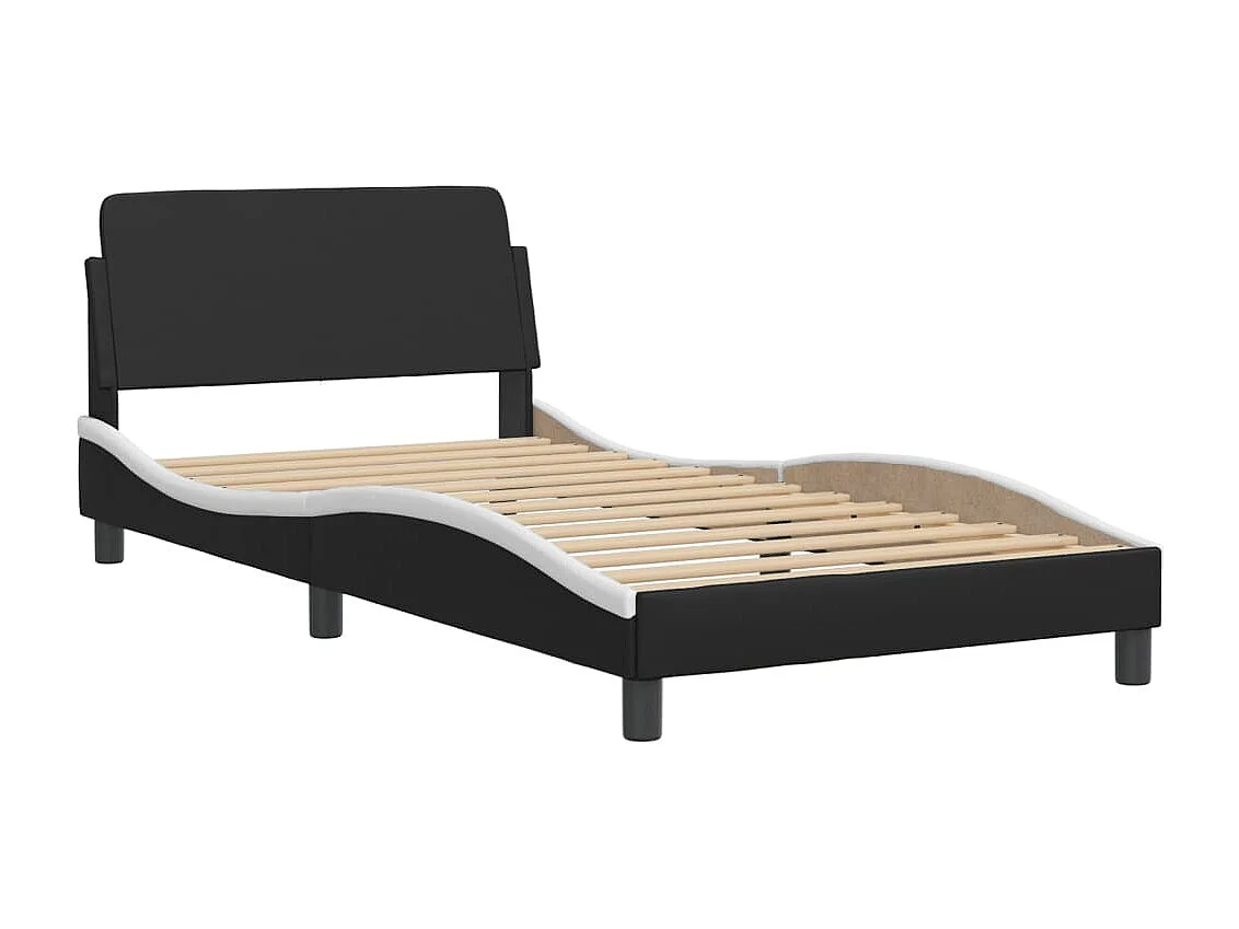 Letto con materasso bianco e nero 100x200 cm in similpelle