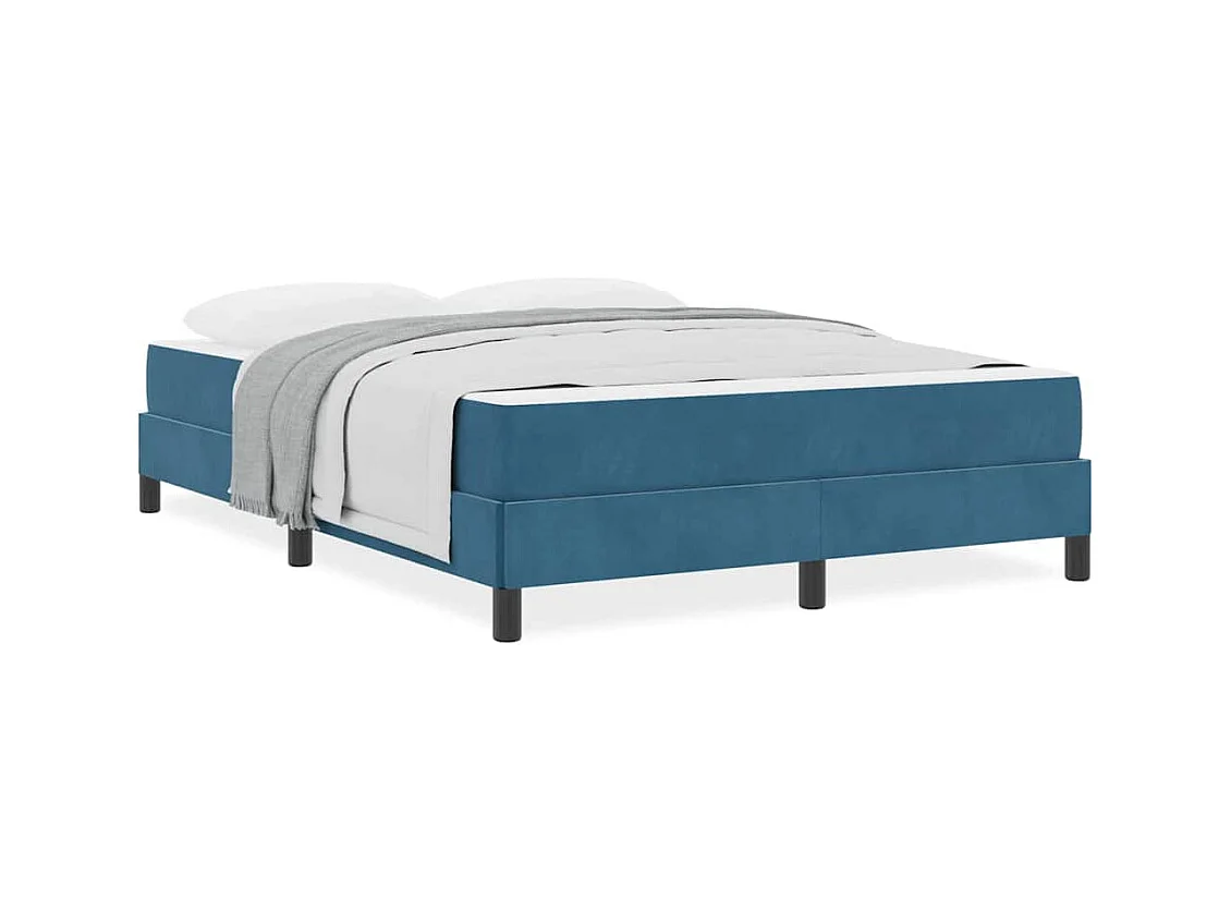 Letto a molle con materasso Blu scuro 140 x 190 cm Velluto