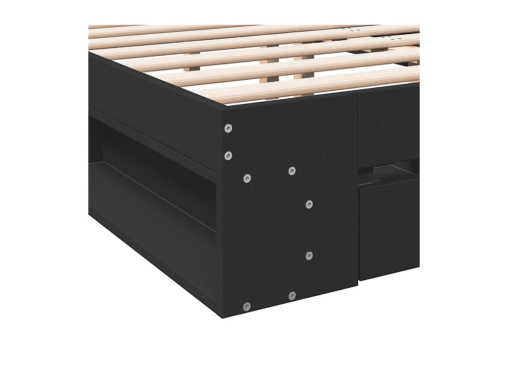Estructura de cama con cajones sin colchón negra 150x200 cm