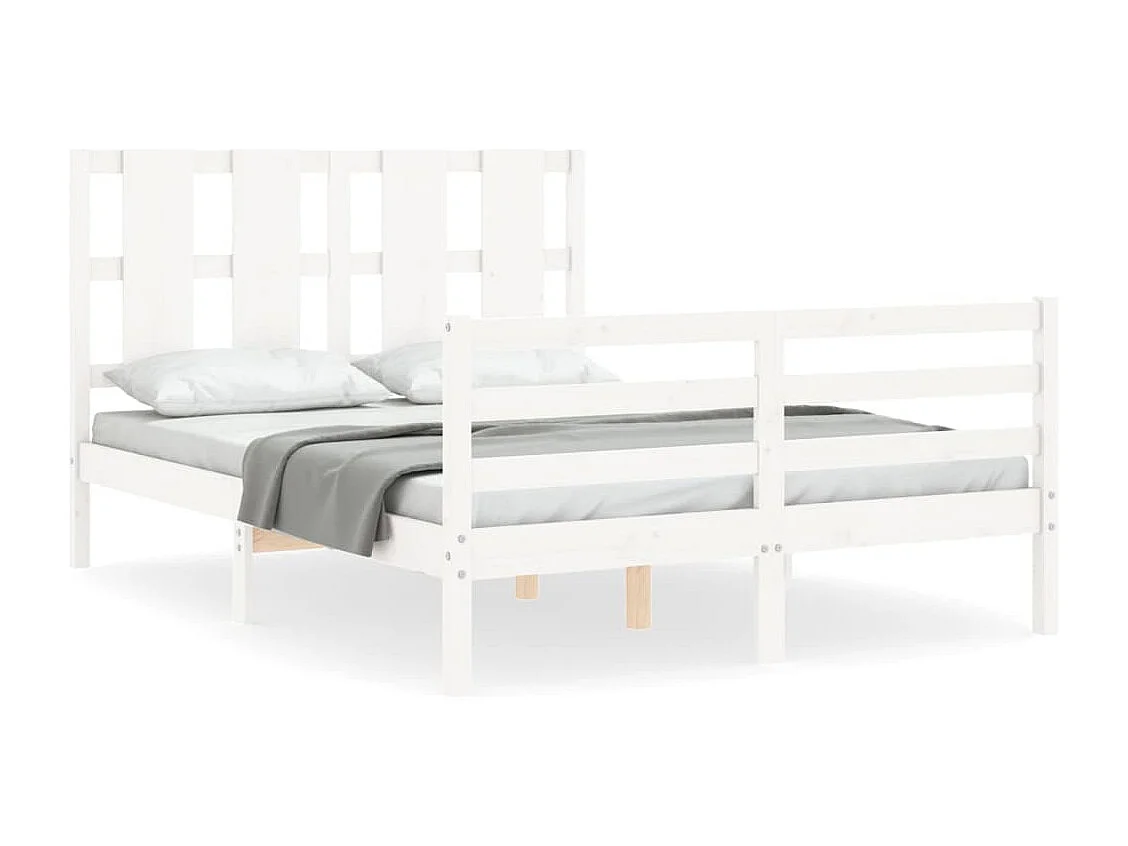Cadre de lit sans matelas blanc bois massif