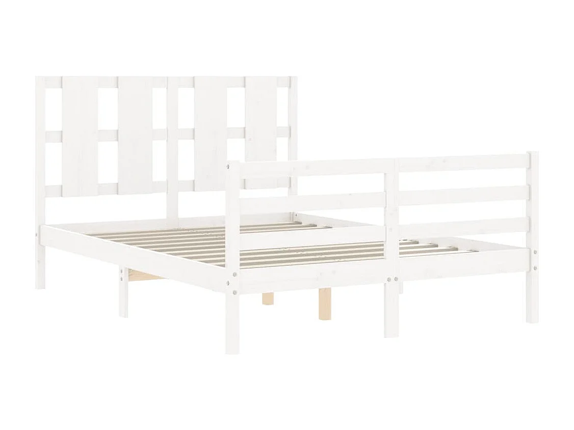 Cadre de lit sans matelas blanc bois massif
