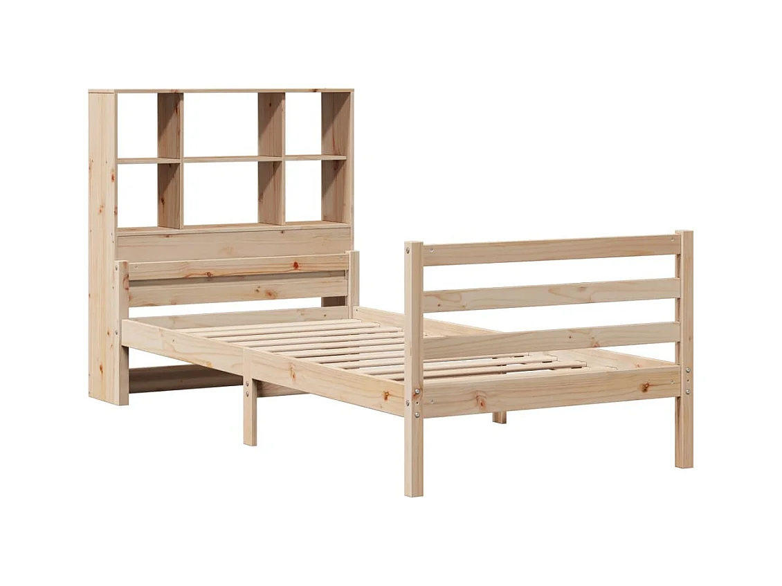 Lit bibliothèque sans matelas 90x200 cm bois de pin massif