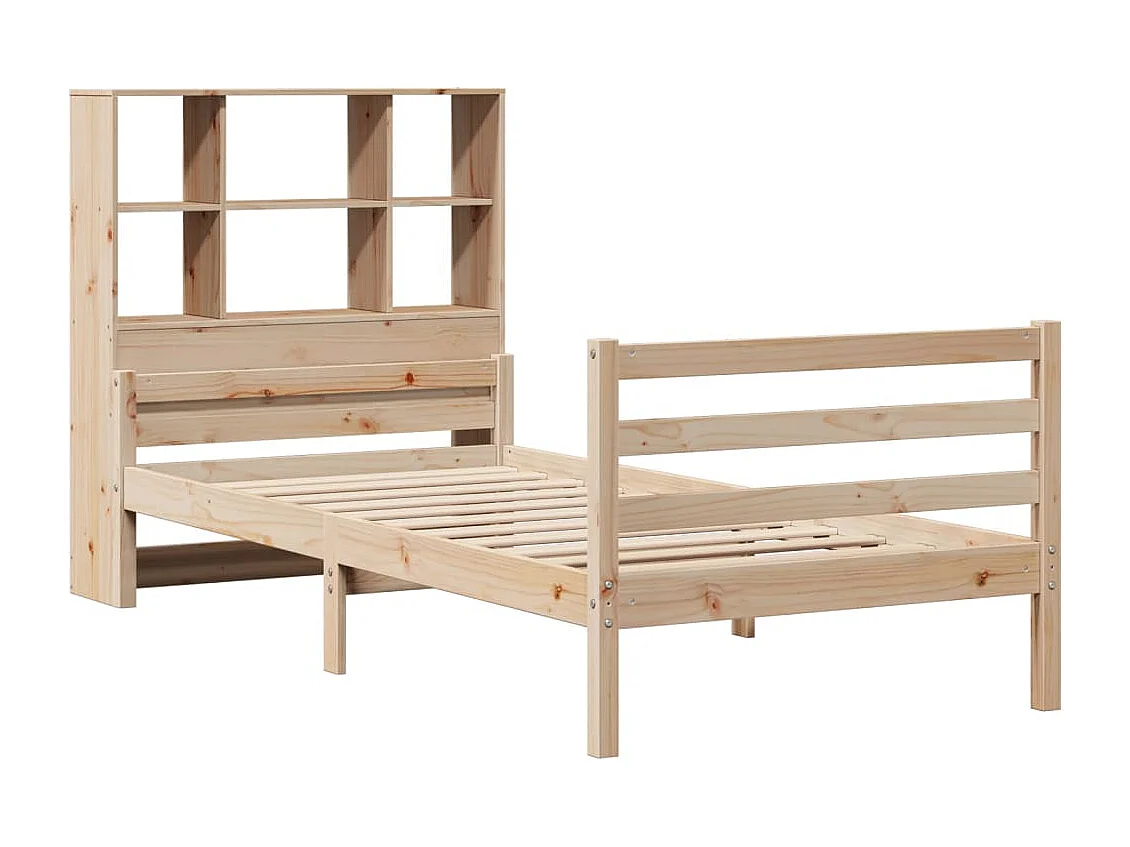 Lit bibliothèque sans matelas 90x200 cm bois de pin massif