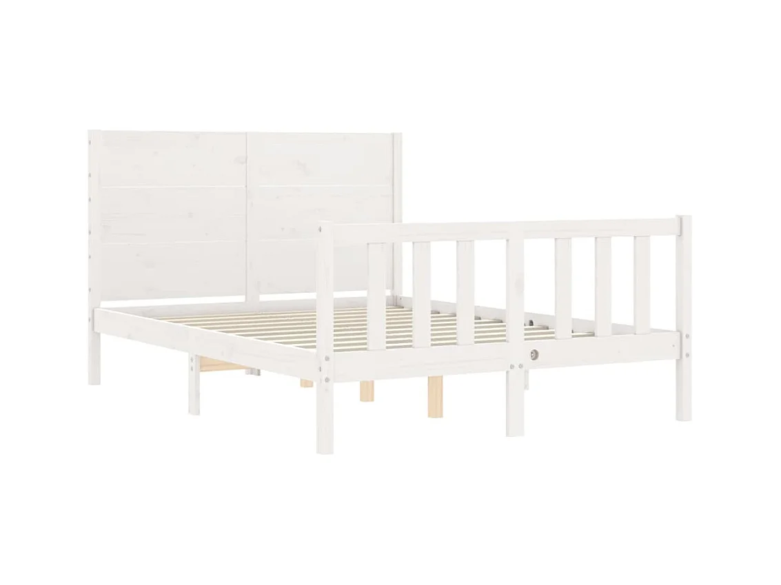 Cadre de lit sans matelas blanc 140x190 cm bois de pin massif
