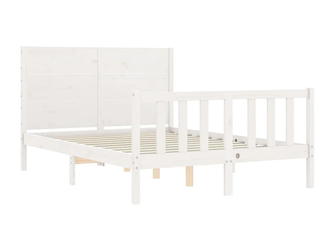 Cadre de lit sans matelas blanc 140x190 cm bois de pin massif