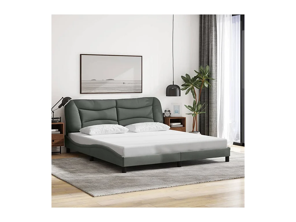 Struttura letto senza materasso tessuto grigio scuro 180x200 cm