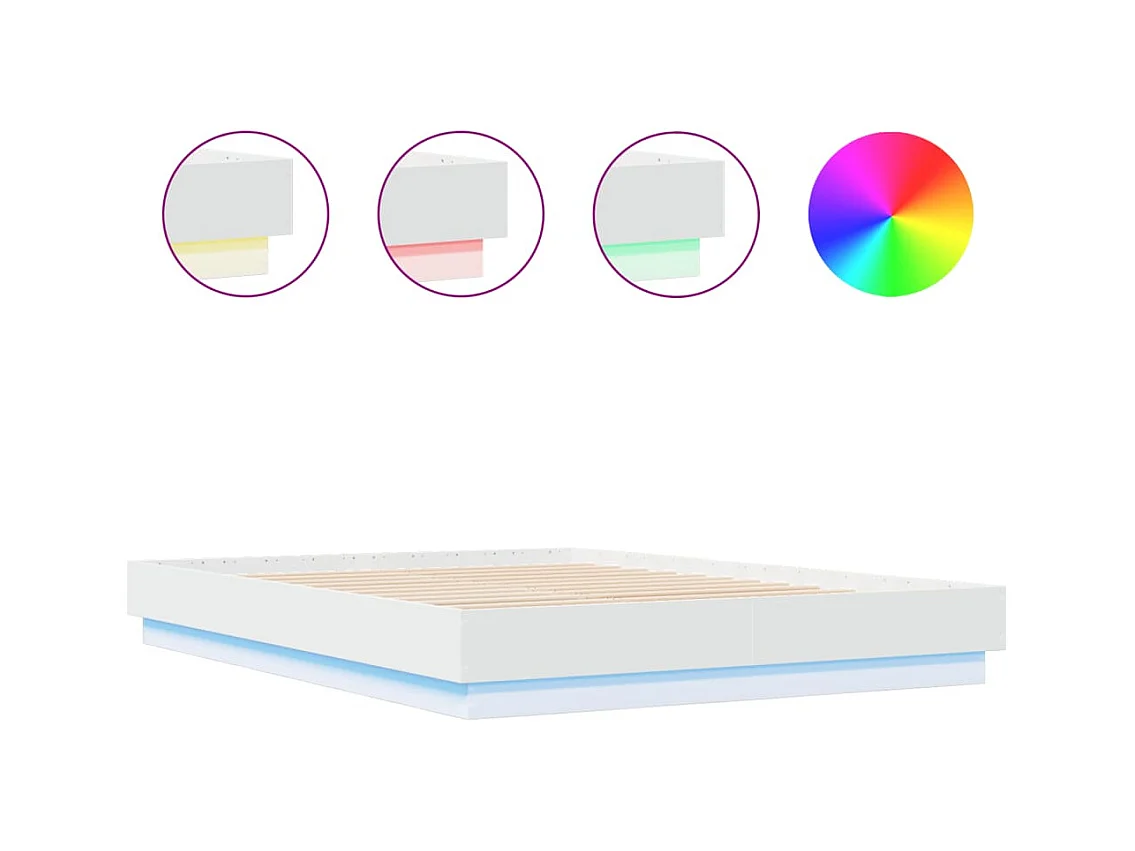 Bedframe met LED zonder matras wit 150x200 cm