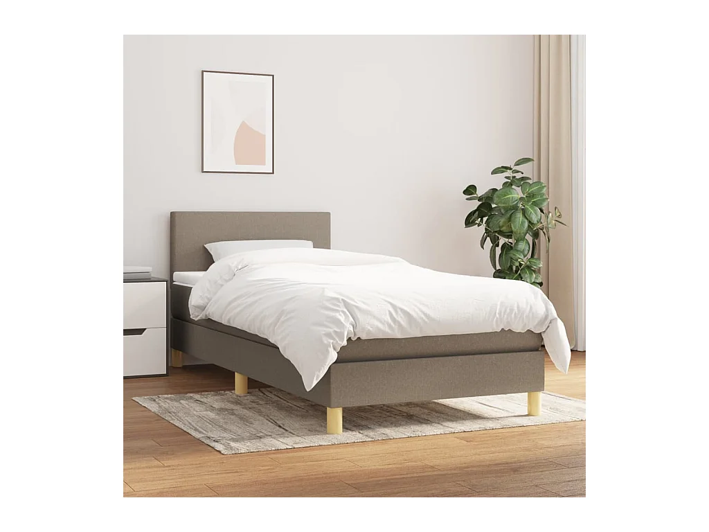 Rete a doghe con materasso in tessuto Taupe 80x200 cm