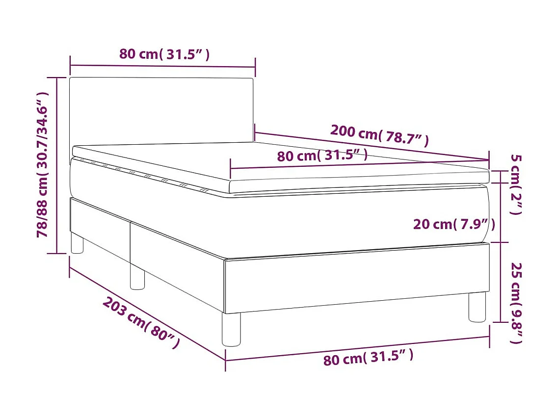Sommier à lattes de lit avec matelas Taupe 80x200 cm Tissu