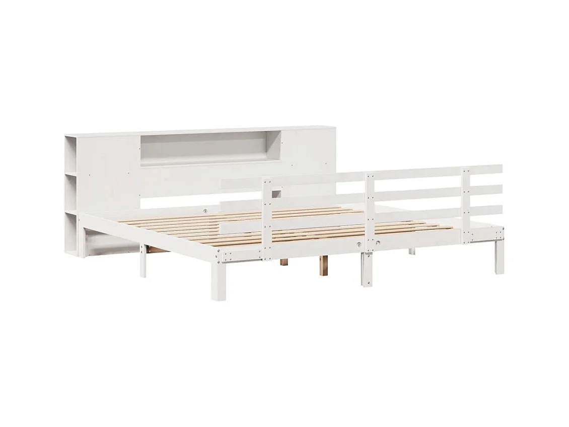 Wit boekenkastbed zonder matras 200x200 cm massief grenenhout