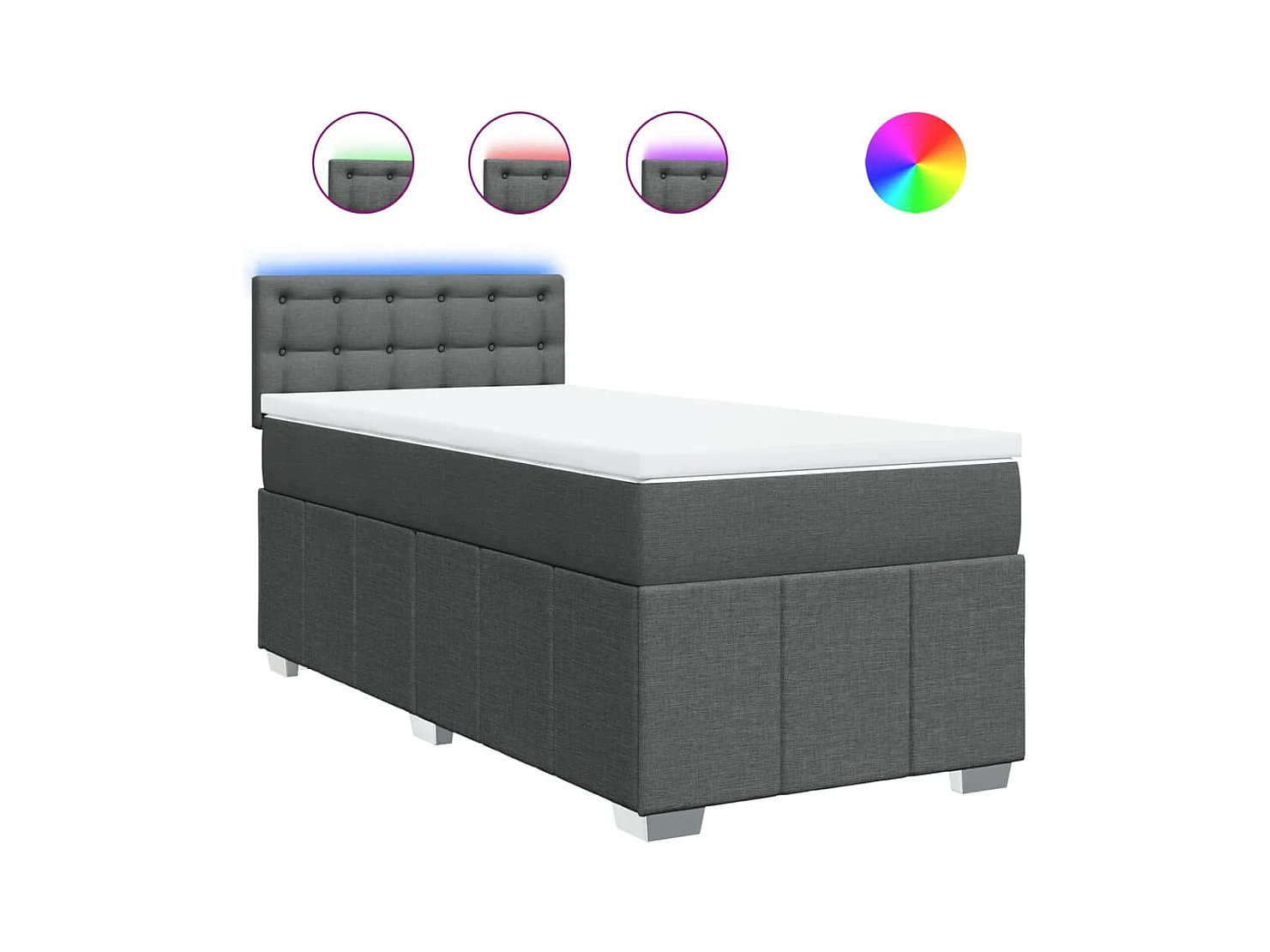 Lattenbodem en matras Donkergrijs 90x190 cm Stof