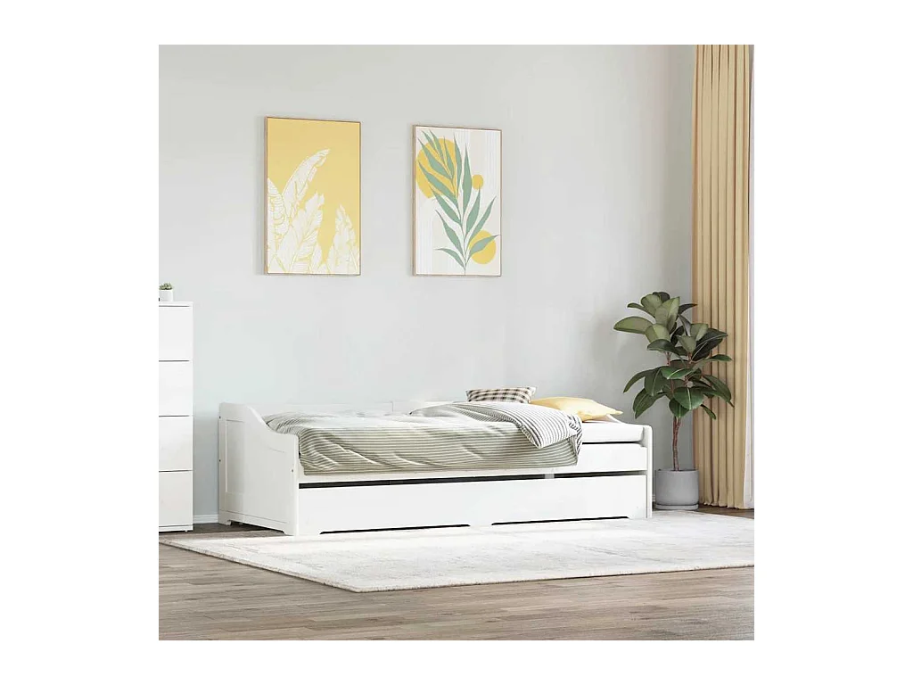 Cama de día con nido sin colchón IRUN blanco 90x200 cm