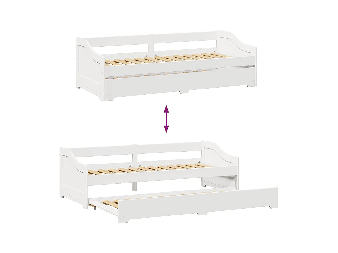 Cama de día con nido sin colchón IRUN blanco 90x200 cm