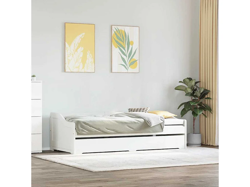 Lit de jour avec gigogne sans matelas IRUN blanc 90x200 cm