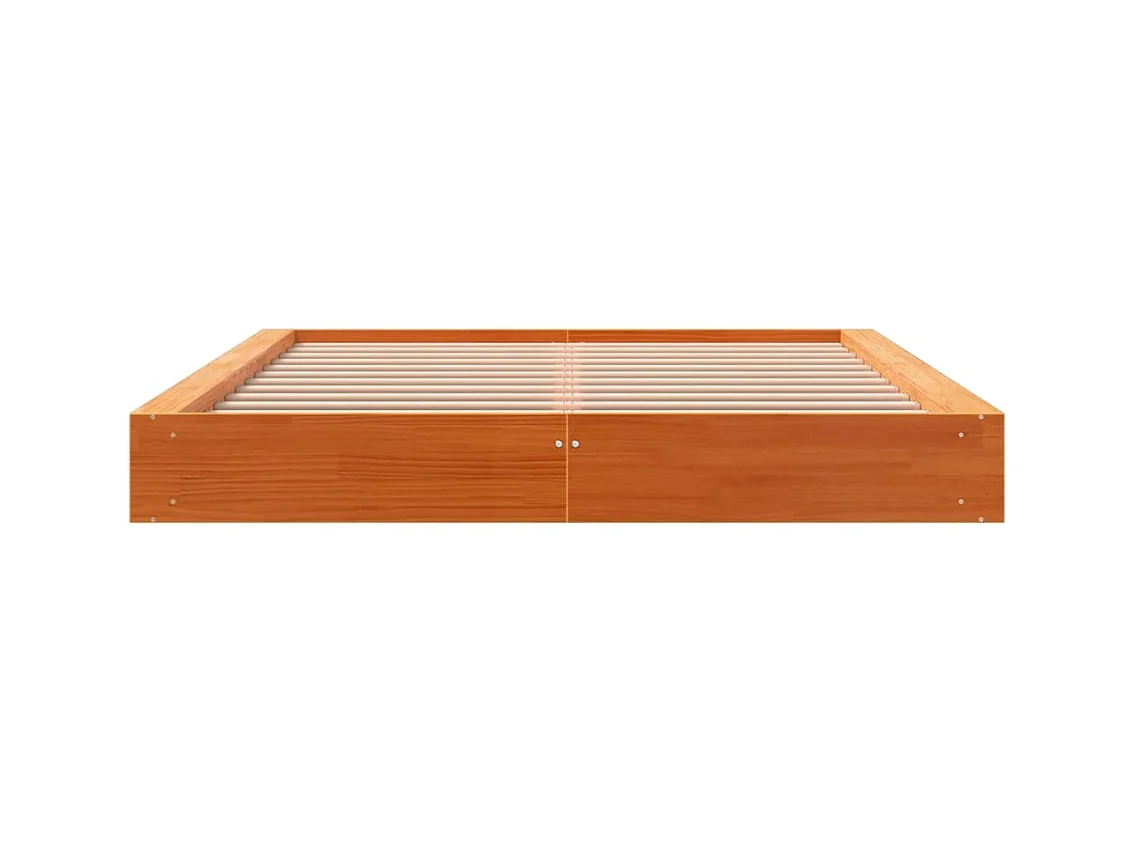 Estructura de cama sin colchón, color marrón cera, 160x200cm, madera maciza de pino