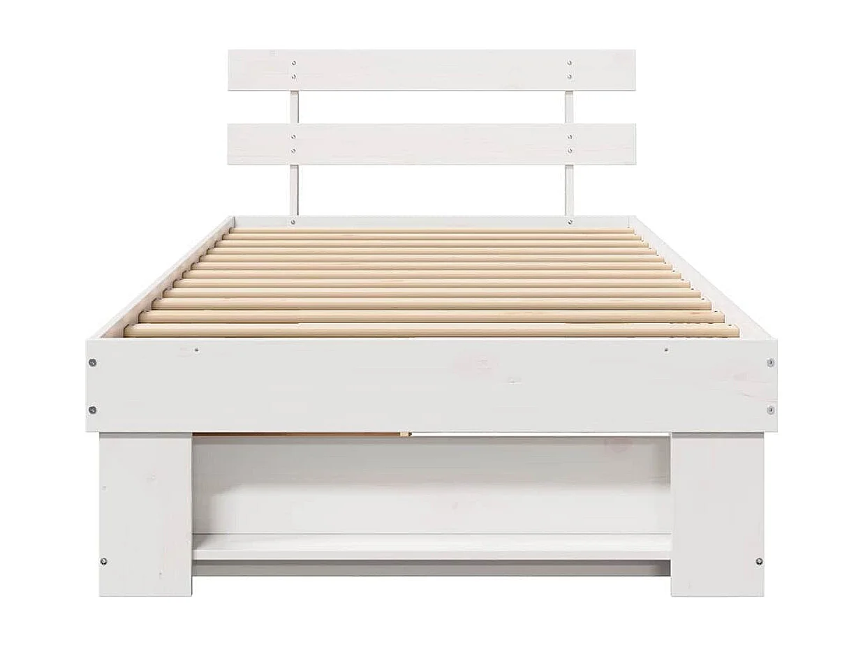 Cadre de lit avec tiroir Blanc 90 x 200 cm Bois massif en pin